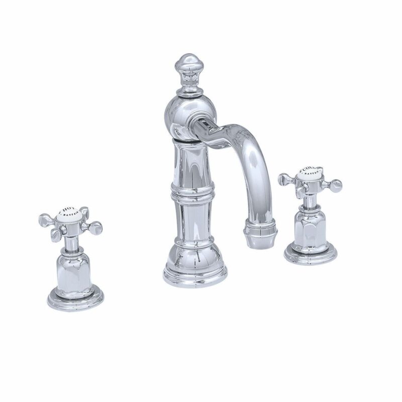Perrin & Rowe 3 Hole Crosshead Basin Set Country Spout Chrome Perrin & Rowe 3 Hole Crosshead Basin Set Country Spout Chrome