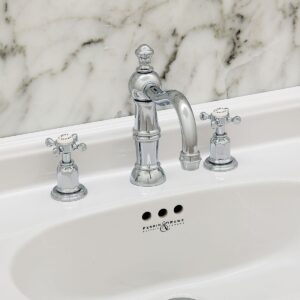 Perrin & Rowe 3 Hole Crosshead Basin Set Country Spout Nickel