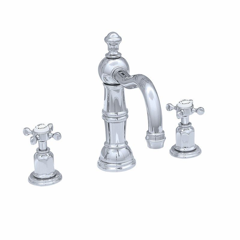 Perrin & Rowe 3 Hole Crosshead Basin Set Country Spout Nickel