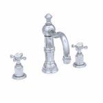 Perrin & Rowe 3 Hole Crosshead Basin Set Country Spout Pewter