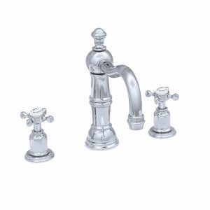 Perrin & Rowe 3 Hole Crosshead Basin Set Country Spout Pewter