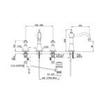 Perrin & Rowe Georgian 3 Hole Country Spout Basin Mixer, Cross