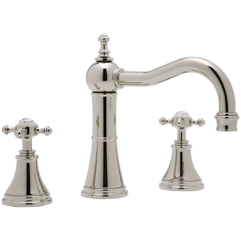 Perrin & Rowe Georgian Crosstop 3 Hole Country Spout Basin Mixer Nickel Perrin & Rowe Georgian Crosstop 3 Hole Country Spout Basin Mixer Nickel