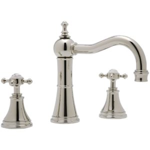 Perrin & Rowe Georgian Crosstop 3 Hole Country Spout Basin Mixer Pewter