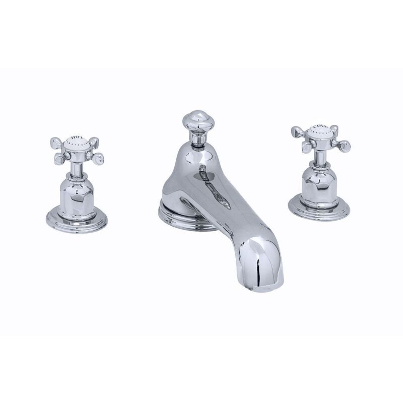 Perrin & Rowe 3 Hole Bath Set Low Spout Crosshead Handles Chrome
