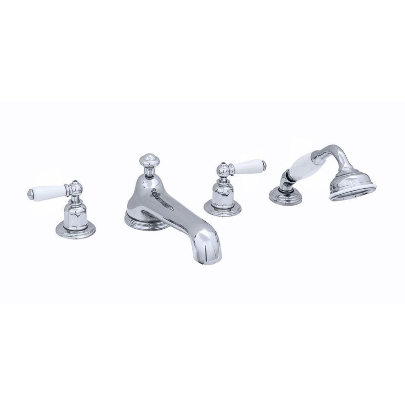Perrin & Rowe 4 Hole Bath Set Low Spout Lever Handles Chrome