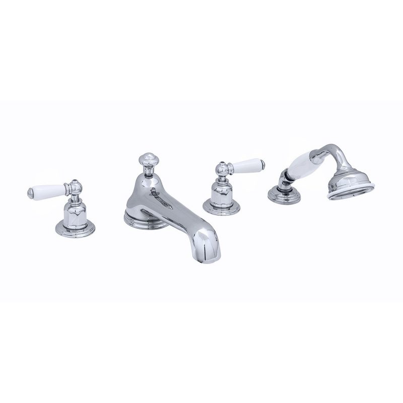 Perrin & Rowe 4 Hole Bath Set Low Spout Lever Handles Pewter
