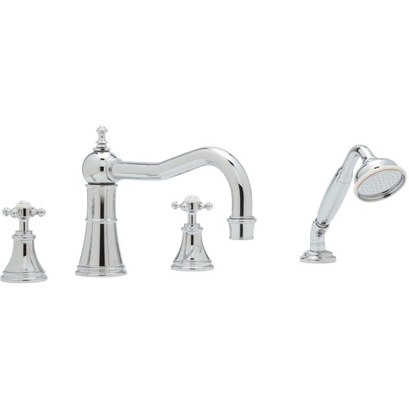 Perrin & Rowe Georgian 4 Hole Country Spout Bath Tap Set, Cross Perrin & Rowe Georgian 4 Hole Country Spout Bath Tap Set, Cross