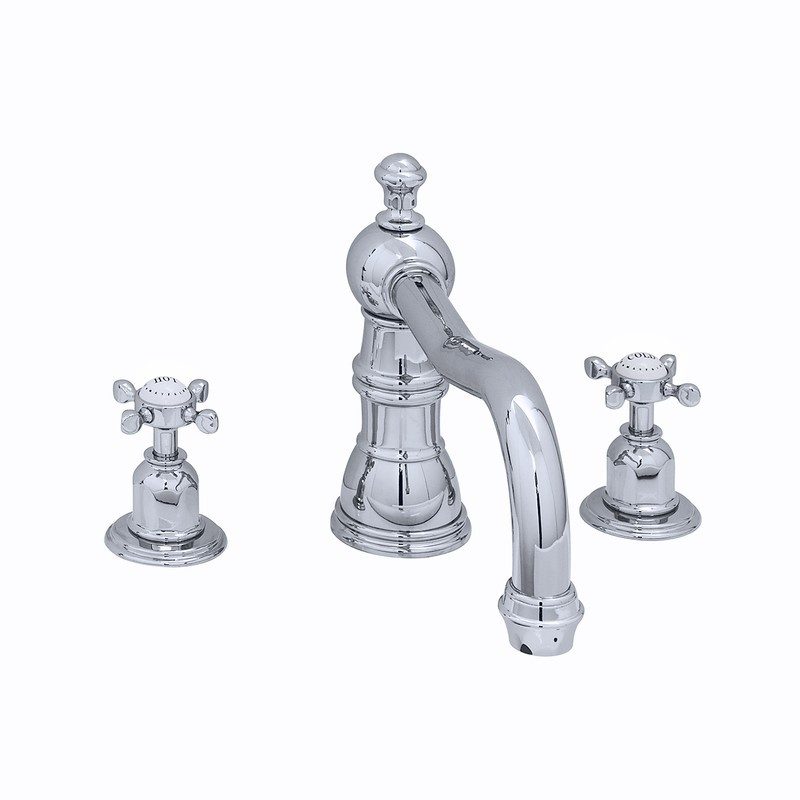 Perrin & Rowe 3 Hole Crosshead Bath Mixer Country Spout Pewter