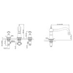 Perrin & Rowe Georgian 3 Hole Bath Filler Set, Cross