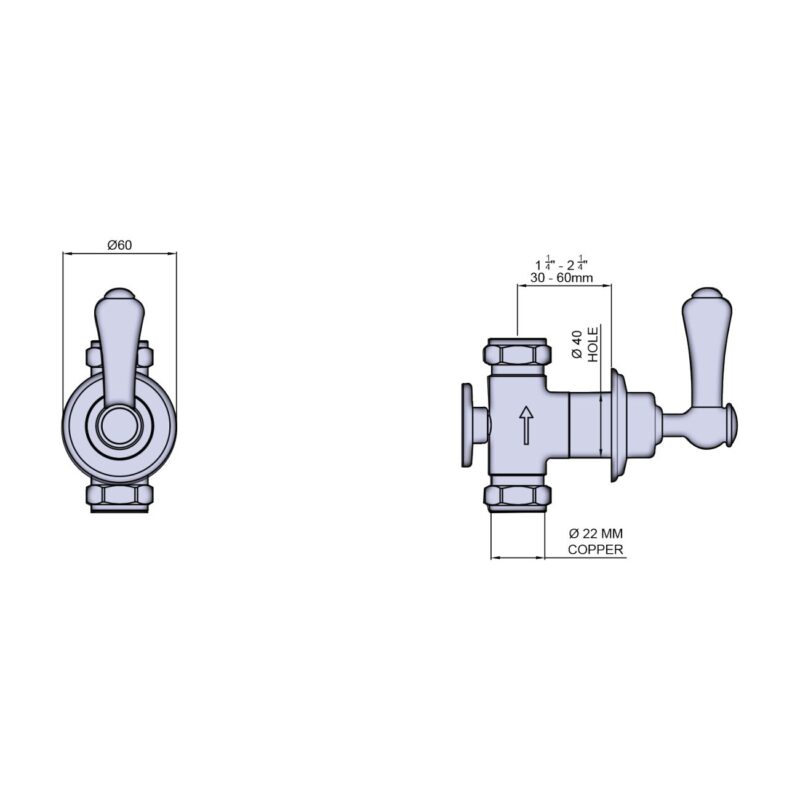 Perrin & Rowe Georgian Lever 3/4" Concealed Wall Valve Nickel