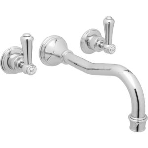 Perrin & Rowe Georgian Lever 3 Hole Country Spout Wall Bath Filler Nickel