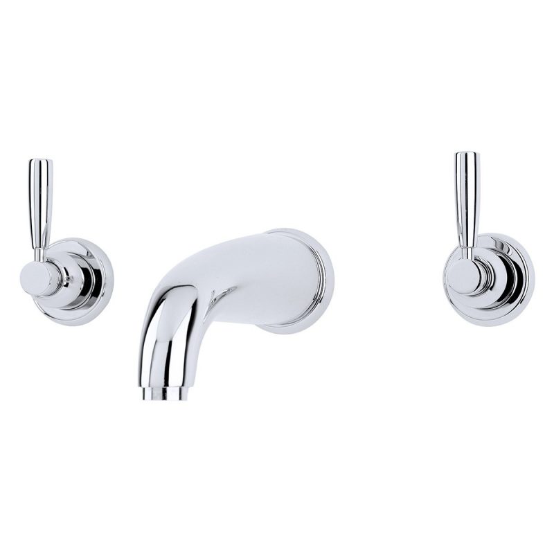 Perrin & Rowe Wall 3 Hole Bath Filler with Lever Handles Pewter