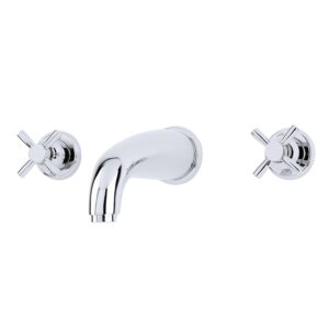Perrin & Rowe Wall 3 Hole Bath Filler Crosshead Handles Pewter