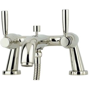 Perrin & Rowe Deck Bath Shower Mixer with Lever Handles Nickel