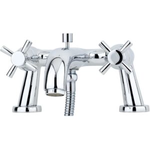 Perrin & Rowe Deck Bath Shower Mixer Crosshead Handles Pewter