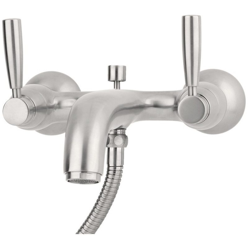 Perrin & Rowe Wall Bath Shower Mixer with Lever Handles Pewter
