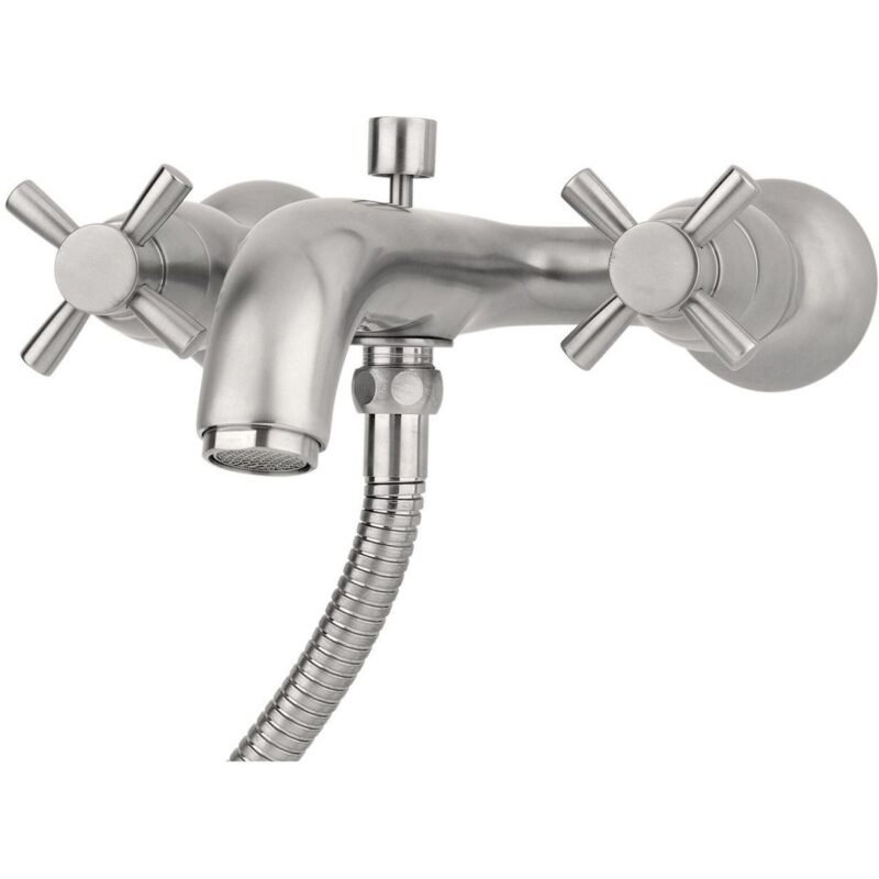 Perrin & Rowe Wall Bath Shower Mixer Crosshead Handles Pewter