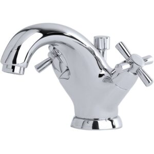 Perrin & Rowe Monobloc Basin Mixer with Crosshead Handles Pewter