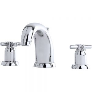 Perrin & Rowe 3 Hole Basin Set with Crosshead Handles Pewter