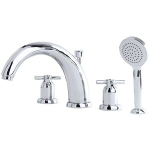 Perrin & Rowe 10" 4 Hole Bath Set with Crosshead Handles Nickel