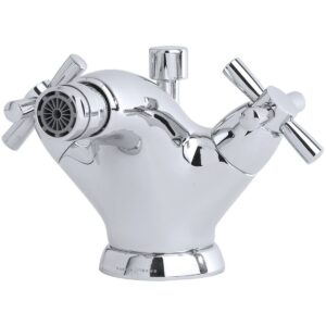 Perrin & Rowe Monobloc Bidet Mixer with Crosshead Handles Nickel
