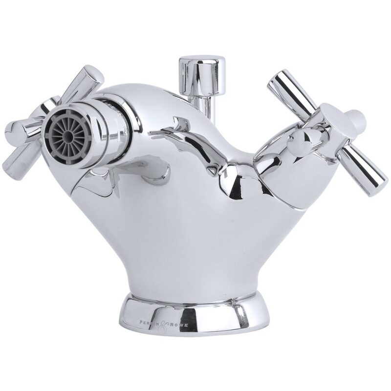 Perrin & Rowe Monobloc Bidet Mixer with Crosshead Handles Nickel