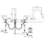 Perrin & Rowe Contemporary Lever 3 Hole Tubular Spout Basin Mixer Pewter