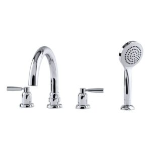 Perrin & Rowe Contemporary 4 Hole Bath Tap Set with Lever Handles