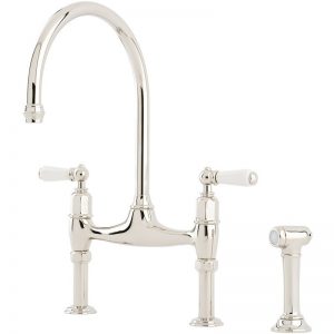 Perrin & Rowe Ionian Taps with Lever Handles & Rinse Pewter
