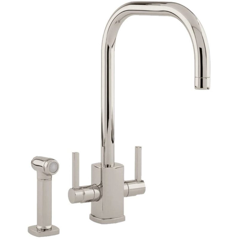 Perrin & Rowe Rubiq U Spout Sink Mixer Tap with Rinse Nickel