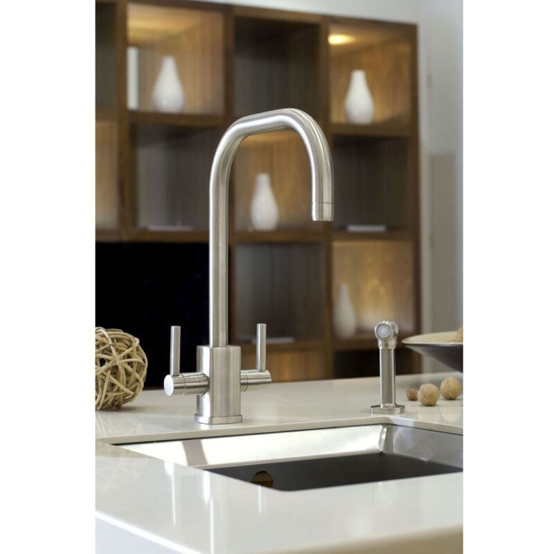 Perrin & Rowe Rubiq U Spout Sink Mixer Tap with Rinse Nickel