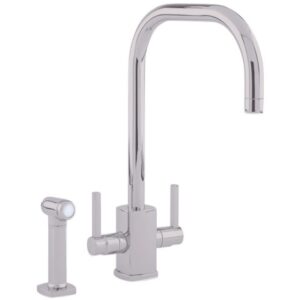 Perrin & Rowe Rubiq U Spout Sink Mixer Tap with Rinse Pewter