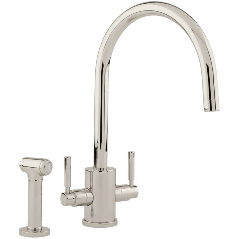 Perrin & Rowe Rubiq C Spout Sink Mixer Tap with Rinse Nickel Perrin & Rowe Rubiq C Spout Sink Mixer Tap with Rinse Nickel