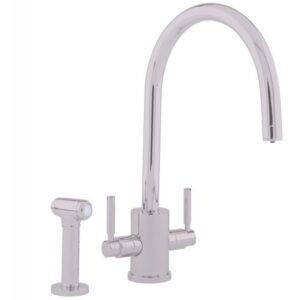 Perrin & Rowe Rubiq C Spout Sink Mixer Tap with Rinse Pewter