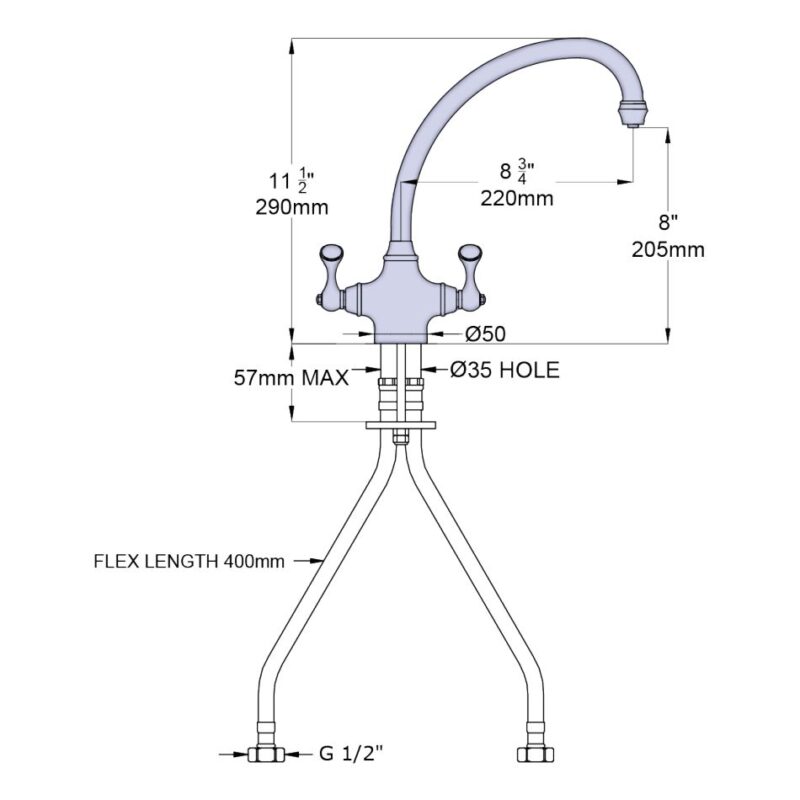 Perrin & Rowe Etruscan Monobloc Sink Mixer Gold