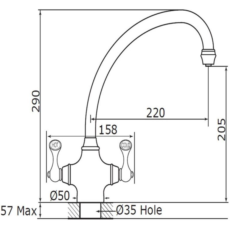 Perrin & Rowe Etruscan Mono Sink Mixer Nickel