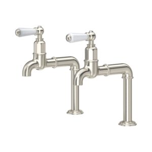 Perrin & Rowe Ionian Deck Mounted Taps with Lever Handles Pewter