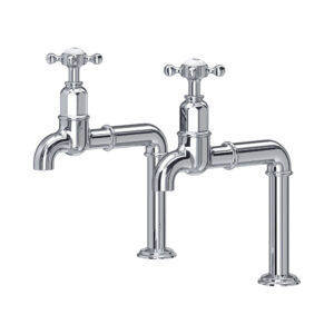 Perrin & Rowe Ionian Deck Mounted Taps Crosshead Handles Chrome