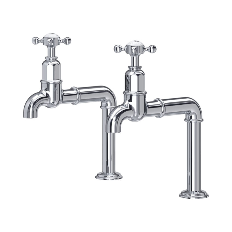Perrin & Rowe Ionian Deck Mounted Taps Crosshead Handles Chrome