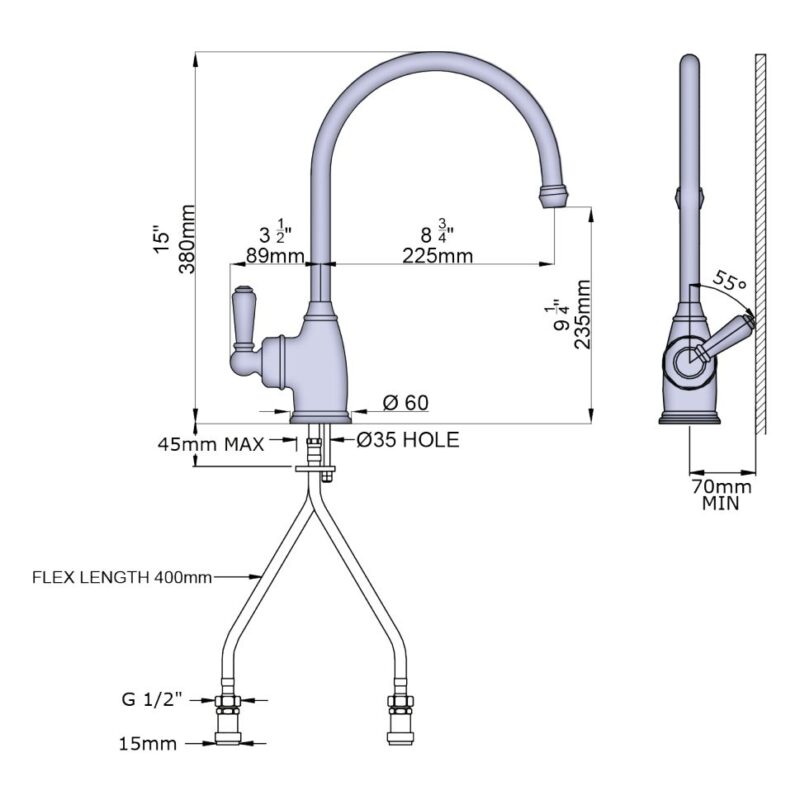 Perrin & Rowe Phoenician Single Lever Mono Sink Mixer
