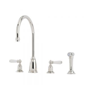 Perrin & Rowe Athenian Lever 4 Hole Sink Mixer & Rinse Pewter