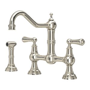 Perrin & Rowe Provence Lever Bridge Sink Mixer & Rinse Nickel
