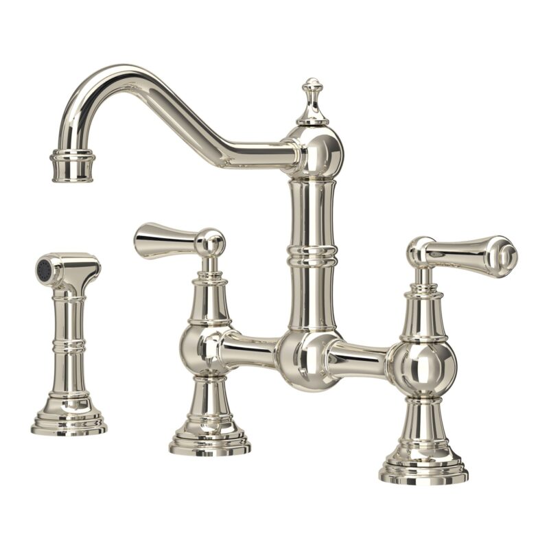 Perrin & Rowe Provence Lever Bridge Sink Mixer & Rinse Nickel