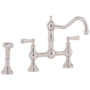 Perrin & Rowe Provence Lever Bridge Sink Mixer & Rinse Pewter