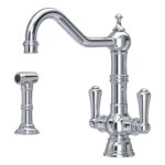 Perrin & Rowe Provence Twin Lever Sink Mixer & Rinse Chrome