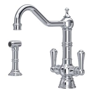 Perrin & Rowe Provence Twin Lever Sink Mixer & Rinse Chrome