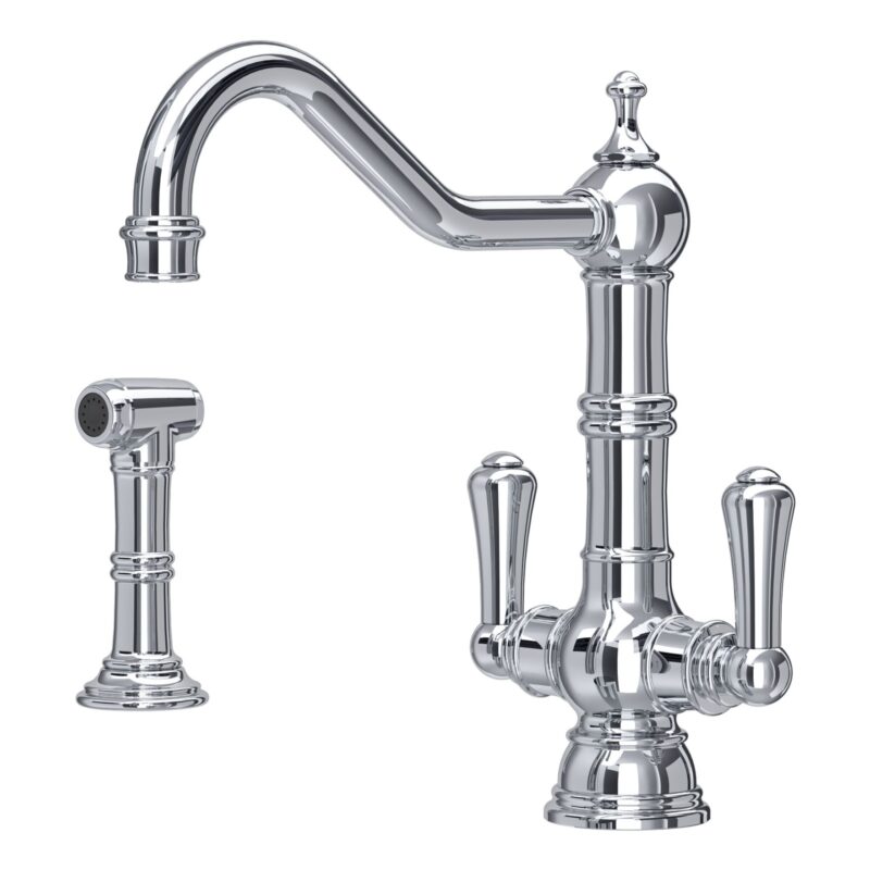 Perrin & Rowe Provence Twin Lever Sink Mixer & Rinse Chrome Perrin & Rowe Provence Twin Lever Sink Mixer & Rinse Chrome