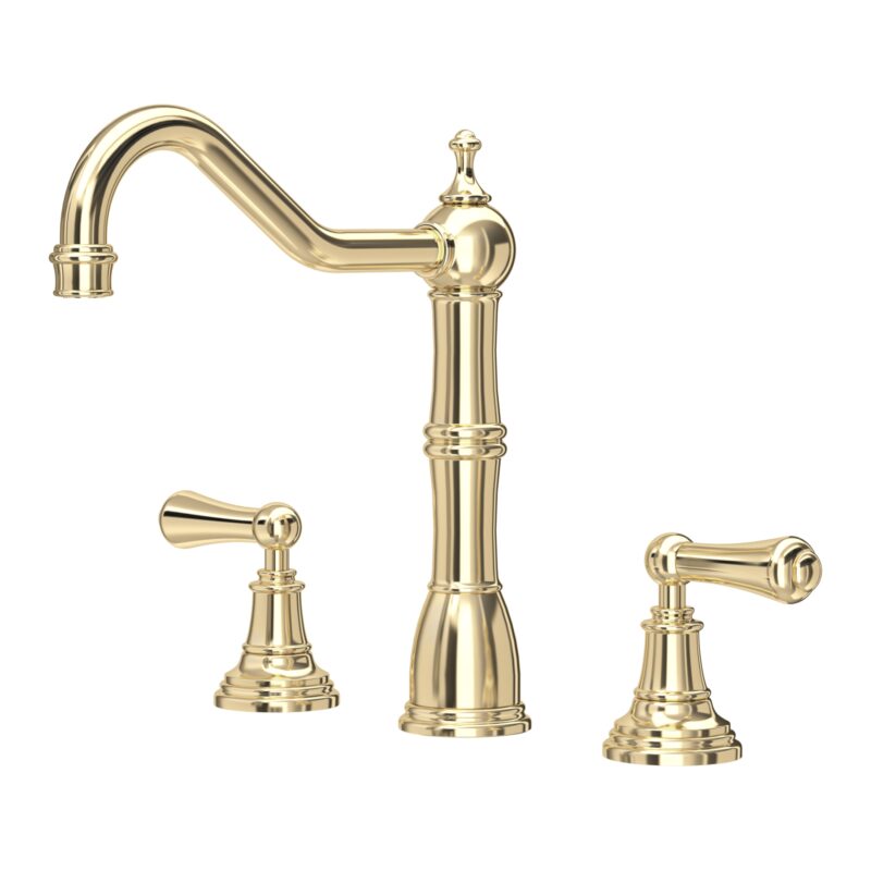 Perrin & Rowe Provence 3 Hole Sink Mixer Tap with Levers Gold