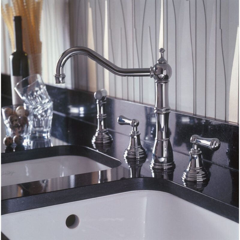 Perrin & Rowe Alsace 3 Hole Kitchen Sink Mixer & Rinse Chrome